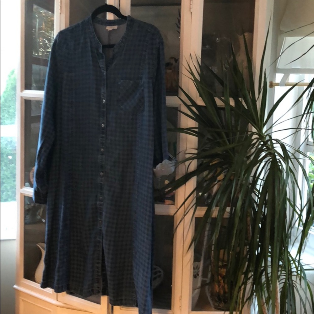 JJill Denim Check Long Sleeve Dress